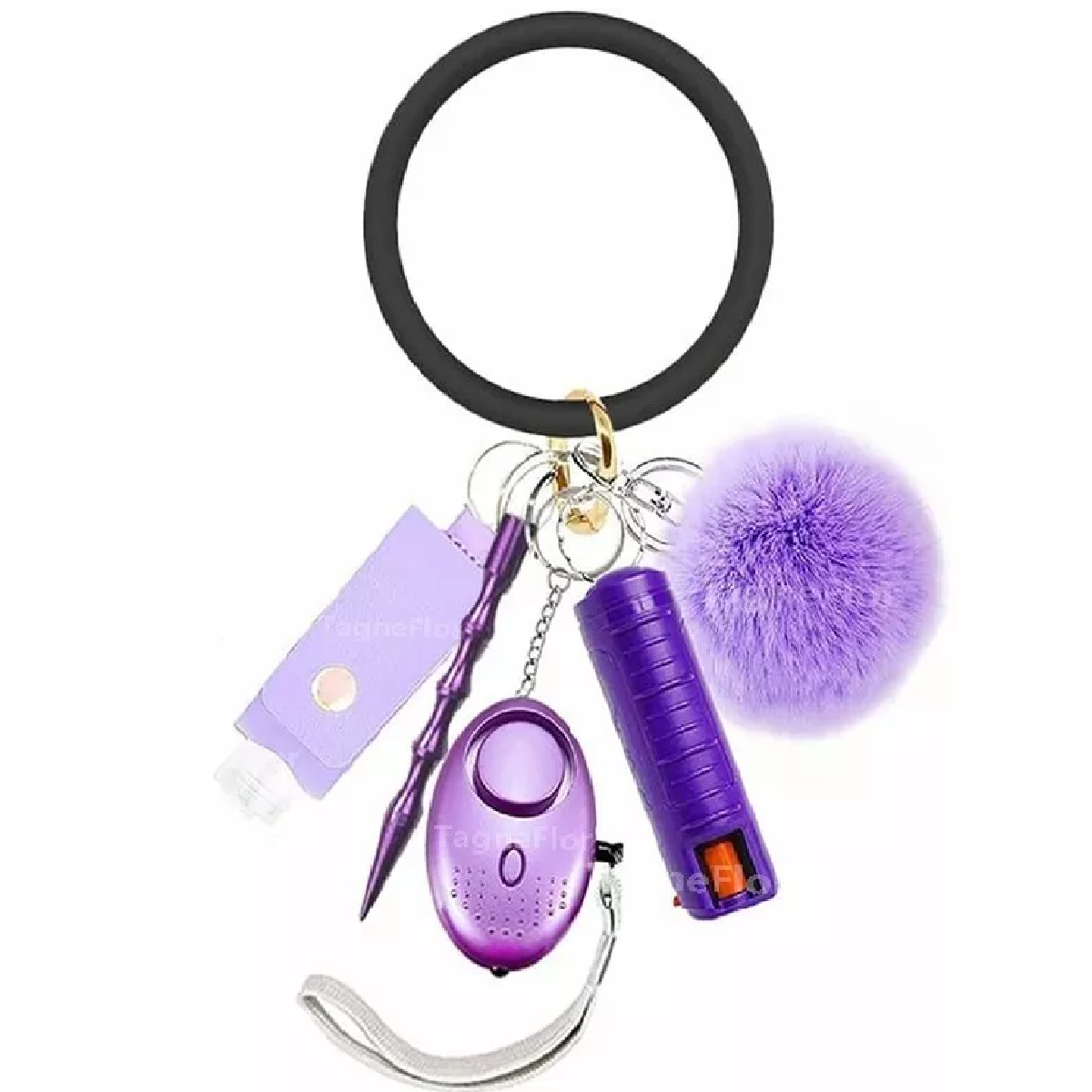 Llaveros Defensa Personal Con Alarma Para Mujeres Seguridad Violeta
