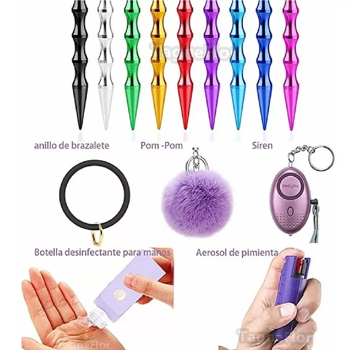 Llaveros Defensa Personal Con Alarma Para Mujeres Seguridad Violeta