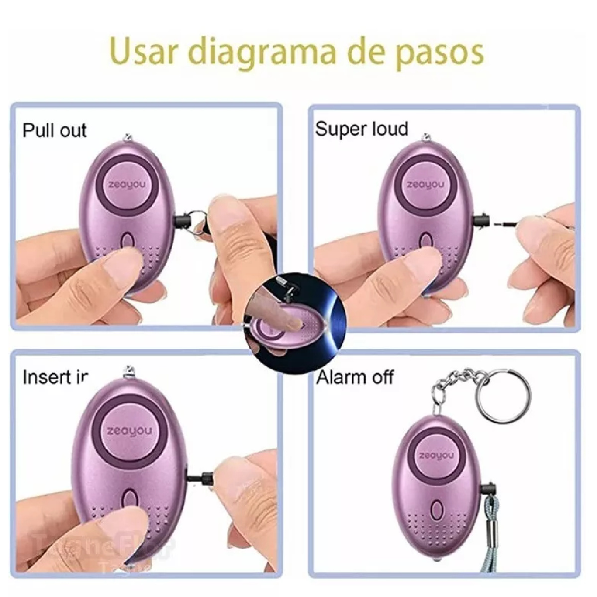 Llaveros Defensa Personal Con Alarma Para Mujeres Seguridad Violeta