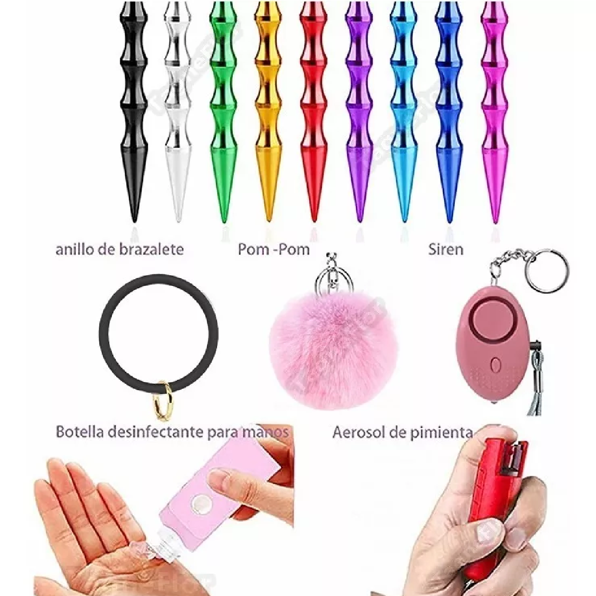 Llaveros Defensa Personal Con Alarma Para Mujeres Seguridad Rosa