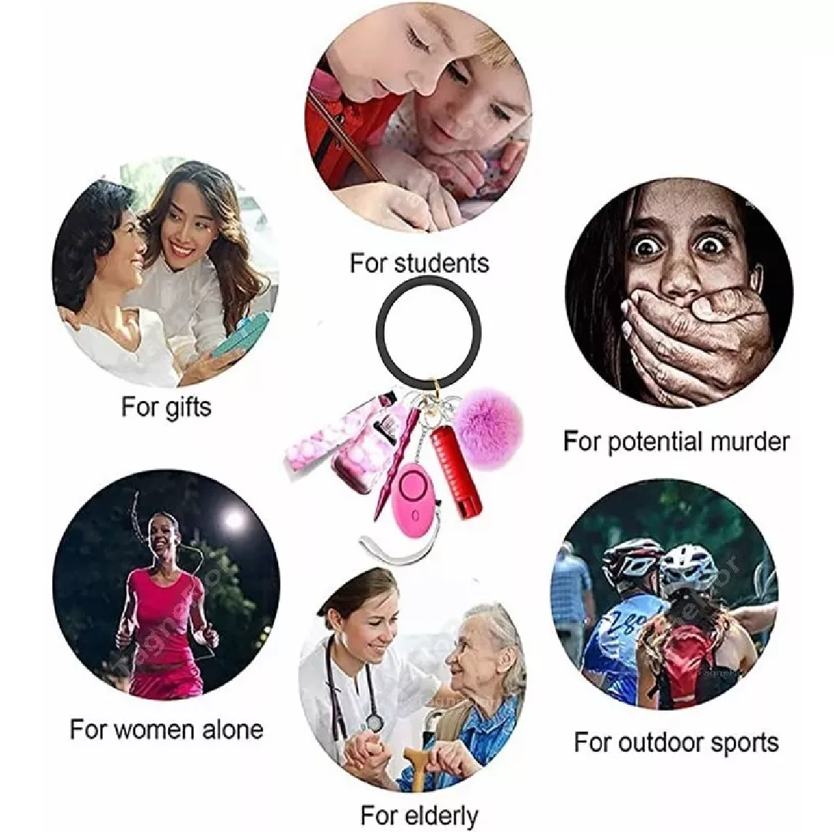 Llaveros Defensa Personal Con Alarma Para Mujeres Seguridad Rosa