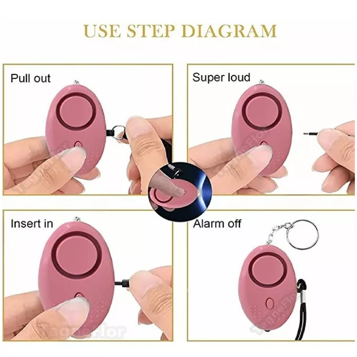 Llaveros Defensa Personal Con Alarma Para Mujeres Seguridad Rosa