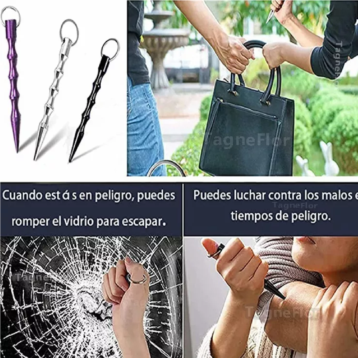 Llaveros Defensa Personal Con Alarma Para Mujeres Seguridad Rosa