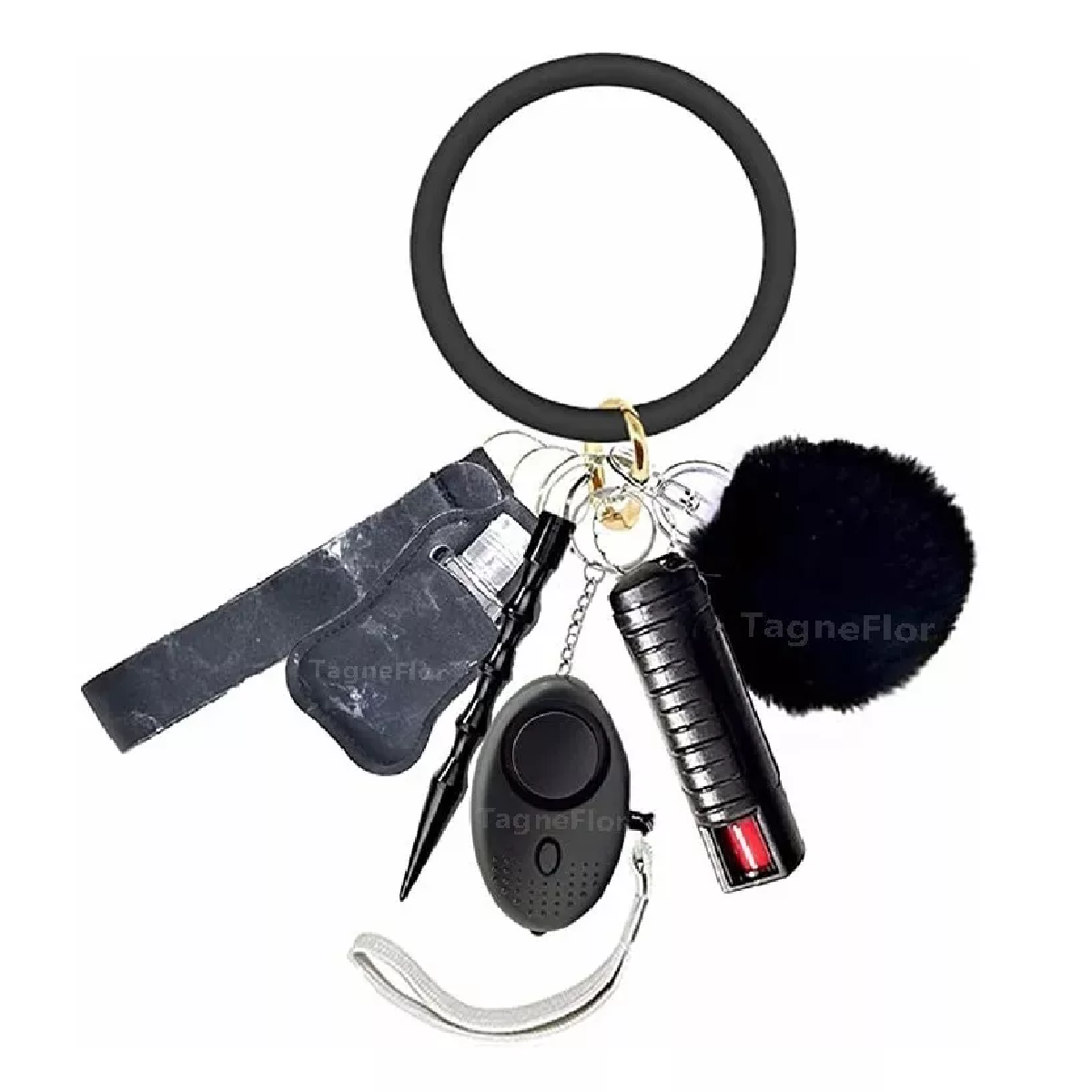 Llaveros Defensa Personal Con Alarma Para Mujeres Seguridad Negro
