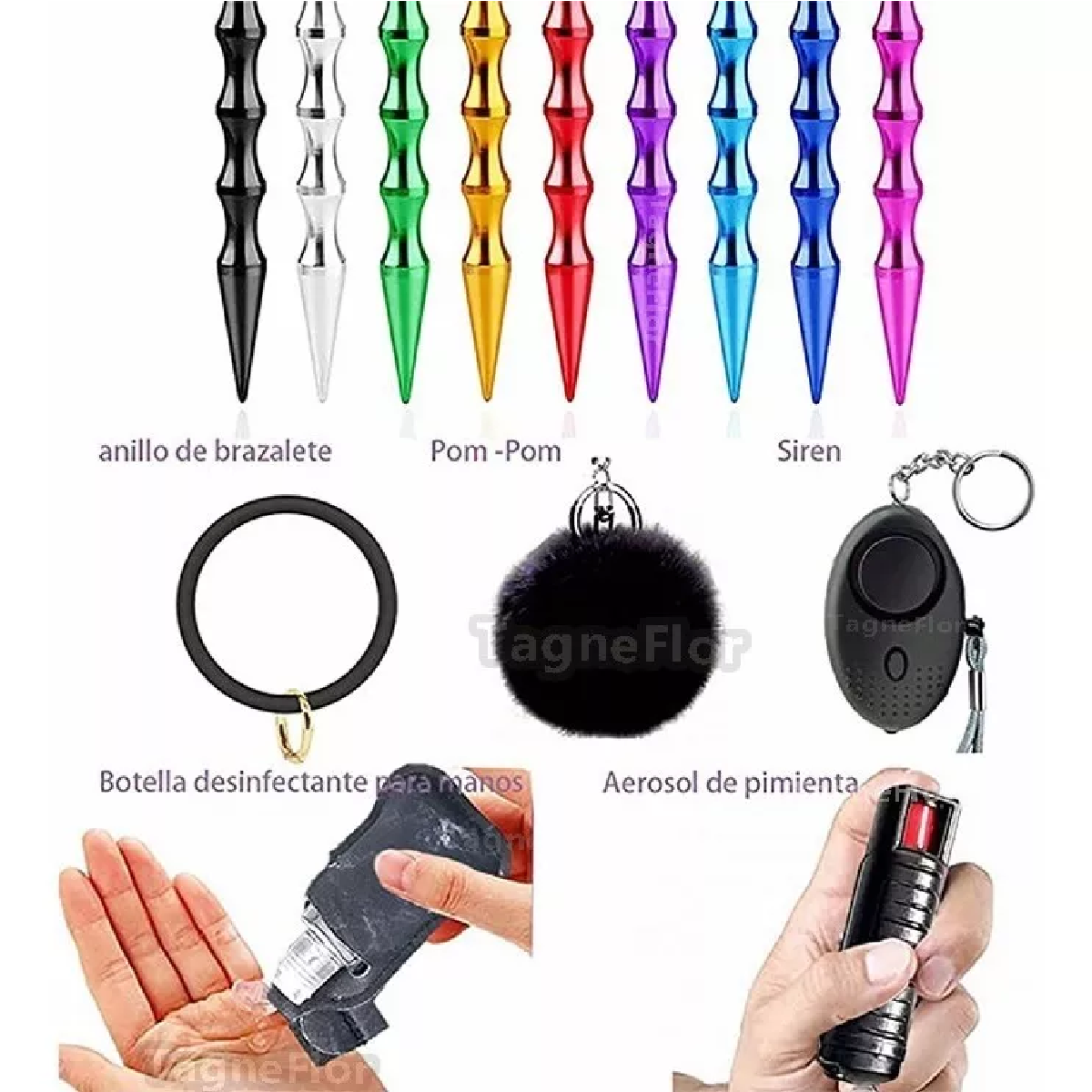 Llaveros Defensa Personal Con Alarma Para Mujeres Seguridad Negro