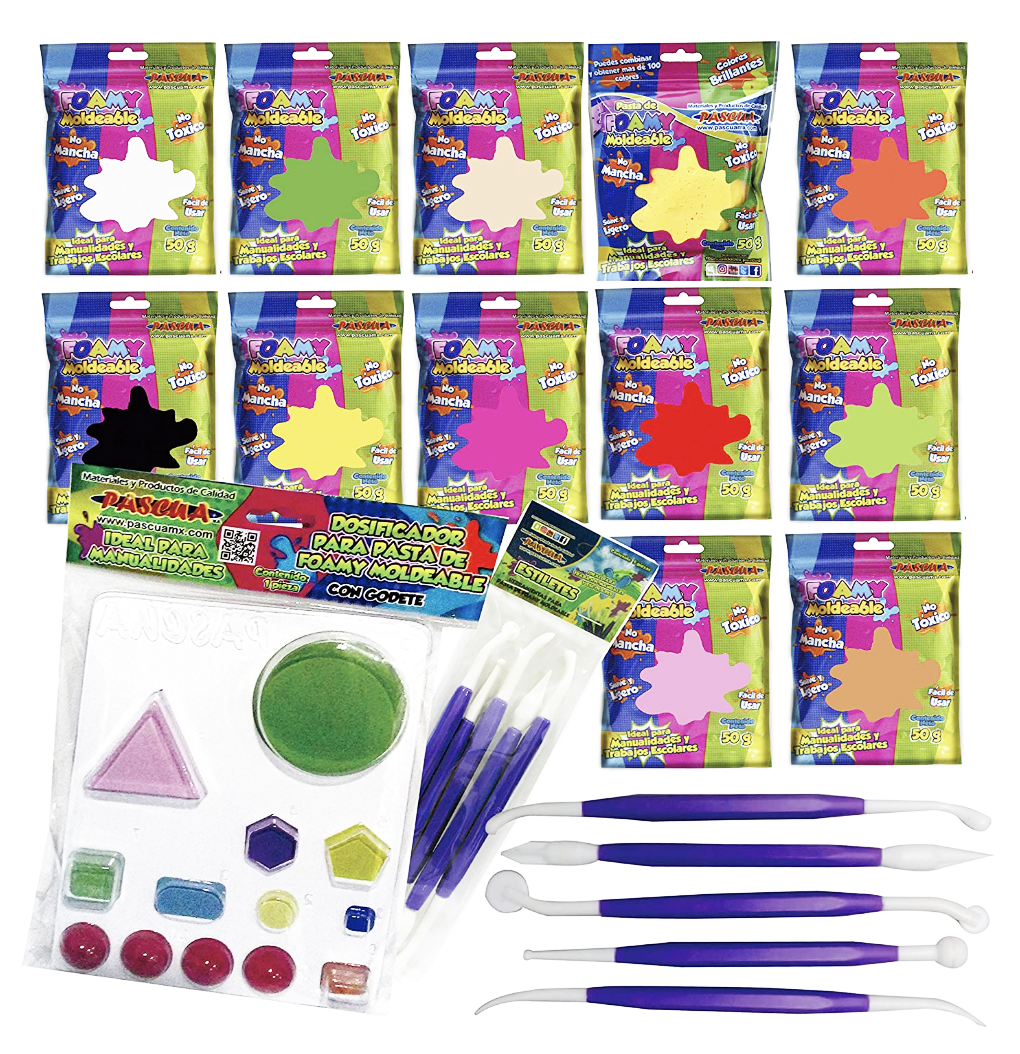 FOAMY MOLDEABLE KIT NO.1 CON ESTILETES Y DOSIFICADOR PARA MANUALIDAD DIY