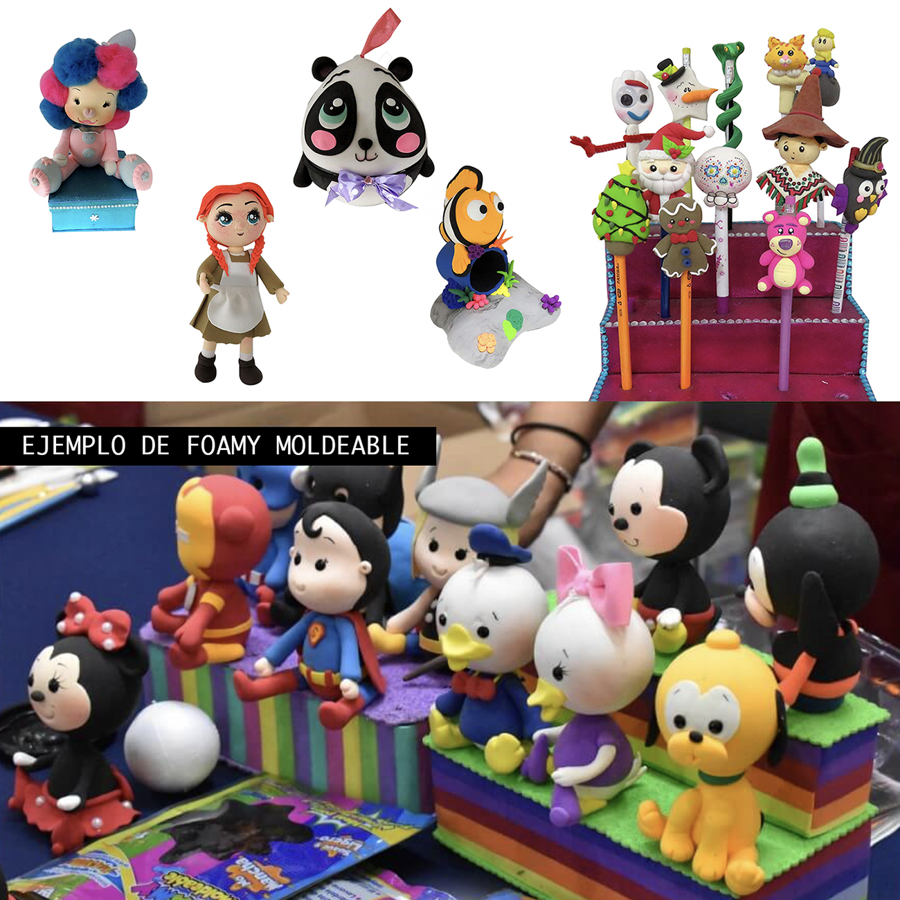 SET DE 12 FOAMY MOLDEABLE DIFERENTE COLOR CON UN SET DE ESTILETES Y DOSIFICADOR PARA MANUALIDAD Y DIY CON LOS NIÑOS