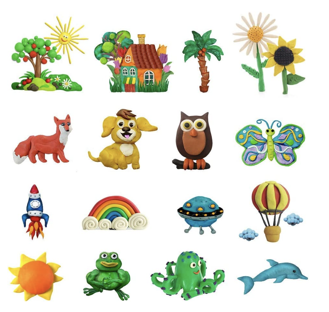 SET DE 12 FOAMY MOLDEABLE DIFERENTE COLOR CON UN SET DE ESTILETES Y DOSIFICADOR PARA MANUALIDAD Y DIY CON LOS NIÑOS