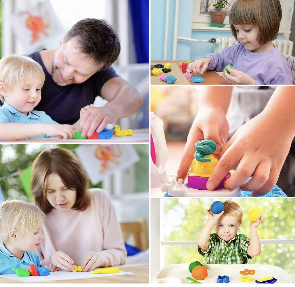 SET DE 12 FOAMY MOLDEABLE DIFERENTE COLOR CON UN SET DE ESTILETES Y DOSIFICADOR PARA MANUALIDAD Y DIY CON LOS NIÑOS