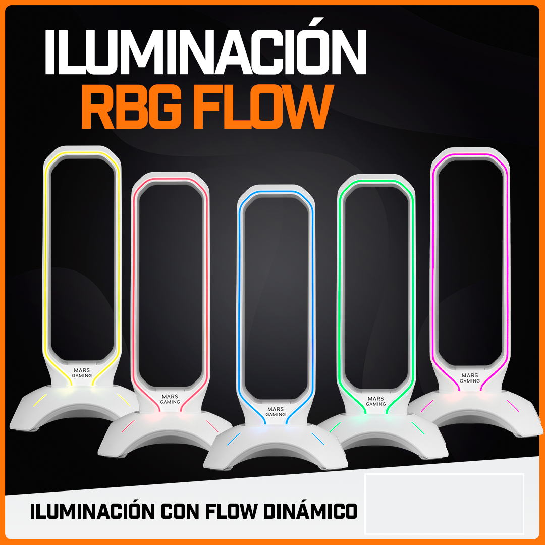 Soporte Audífonos Gamer Headset 2 En 1 Carga Usb Rgb MHHX Mars Gaming Blanco