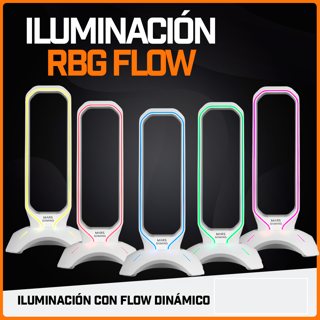 Soporte de Auriculares Mars Gaming, MHHX, Blanco, RGB Flow + 2x