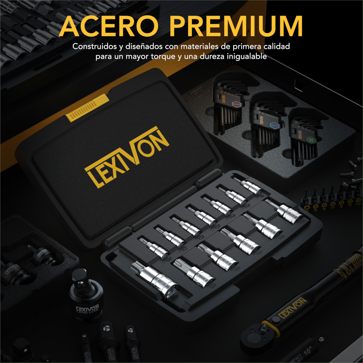 Juego Herramientas Dados Mecánica LEXIVON 13 pzas TORX