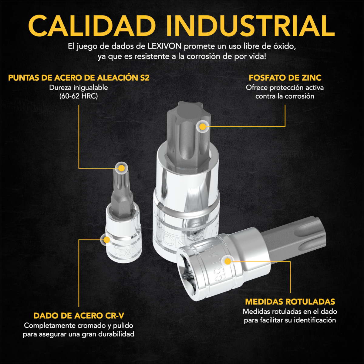 Juego Herramientas Dados Mecánica LEXIVON 13 pzas TORX