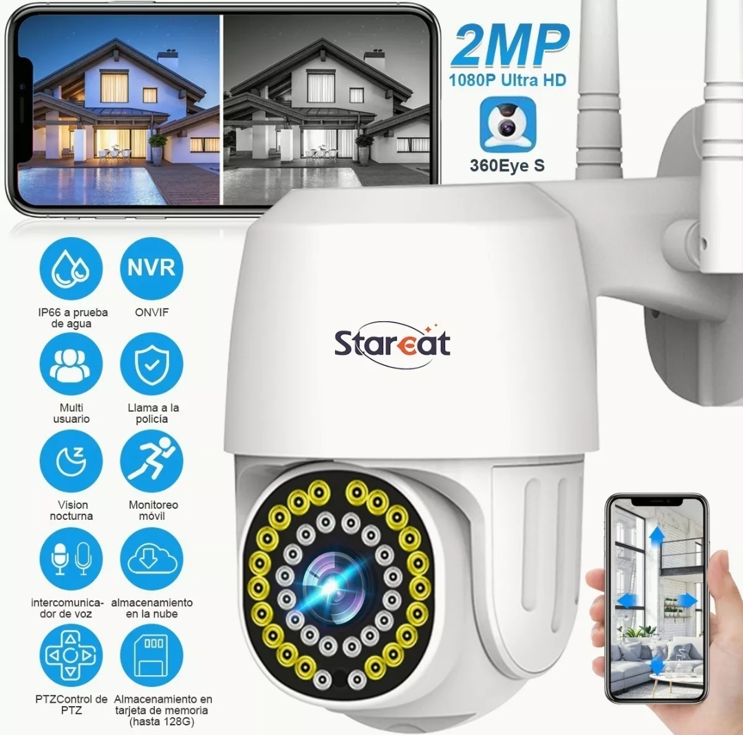 Cámara De Seguridad Wifi 1080p Hd 38 Led Alarma Remota