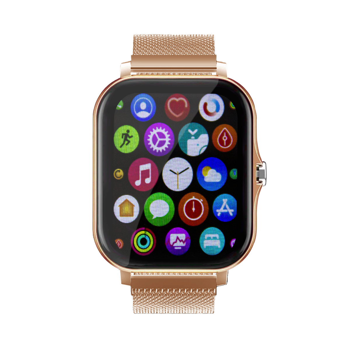 Smartwatch Mujer Reloj Inteligente Deportivo Mesh Oro Rosa 