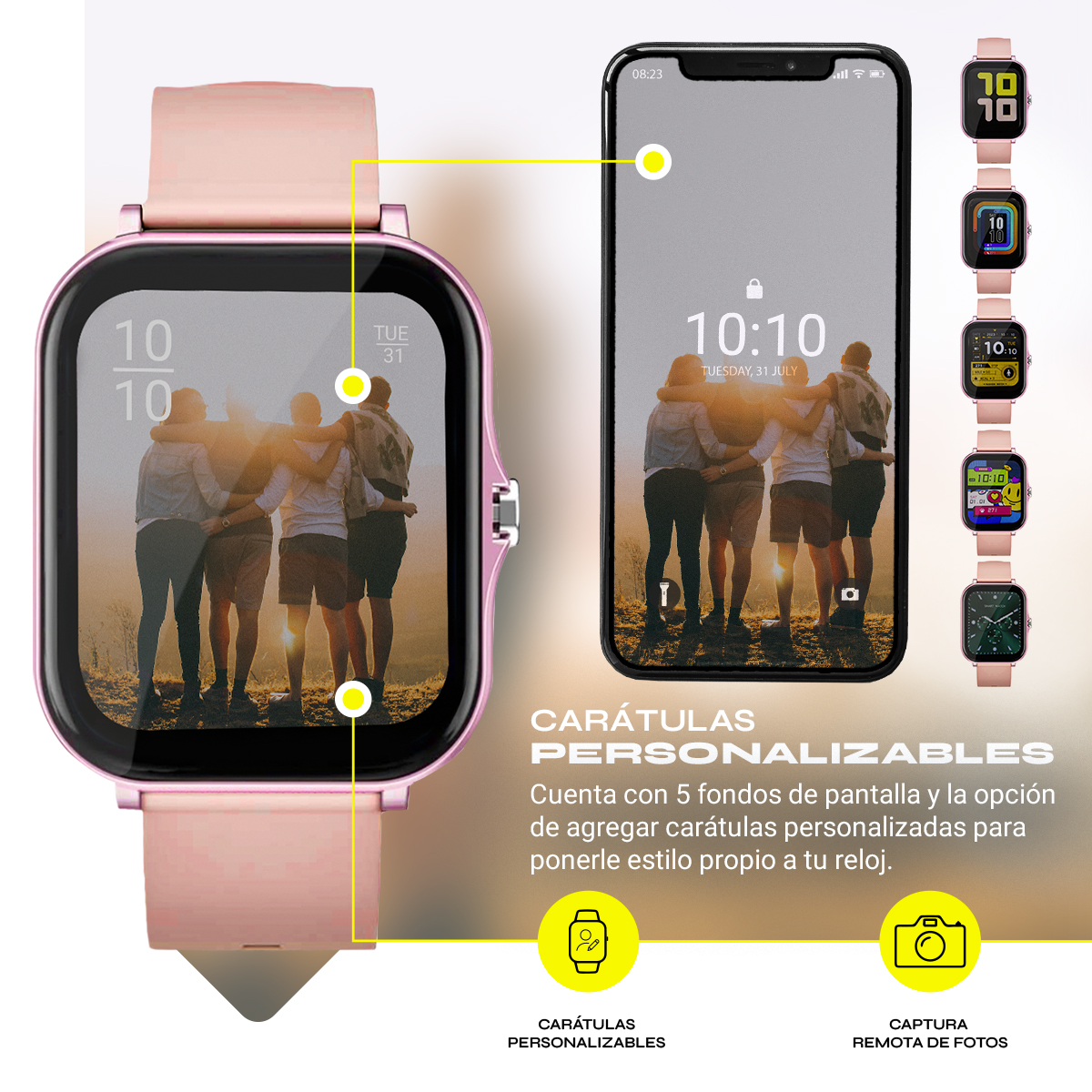 Smartwatch Mujer Reloj Inteligente Deportivo Silicón Rosa 