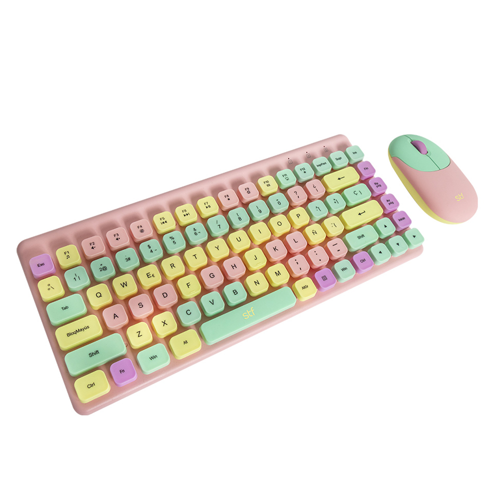 Combo Teclado y Mouse Inalámbrico Viva Stf Color Rosa