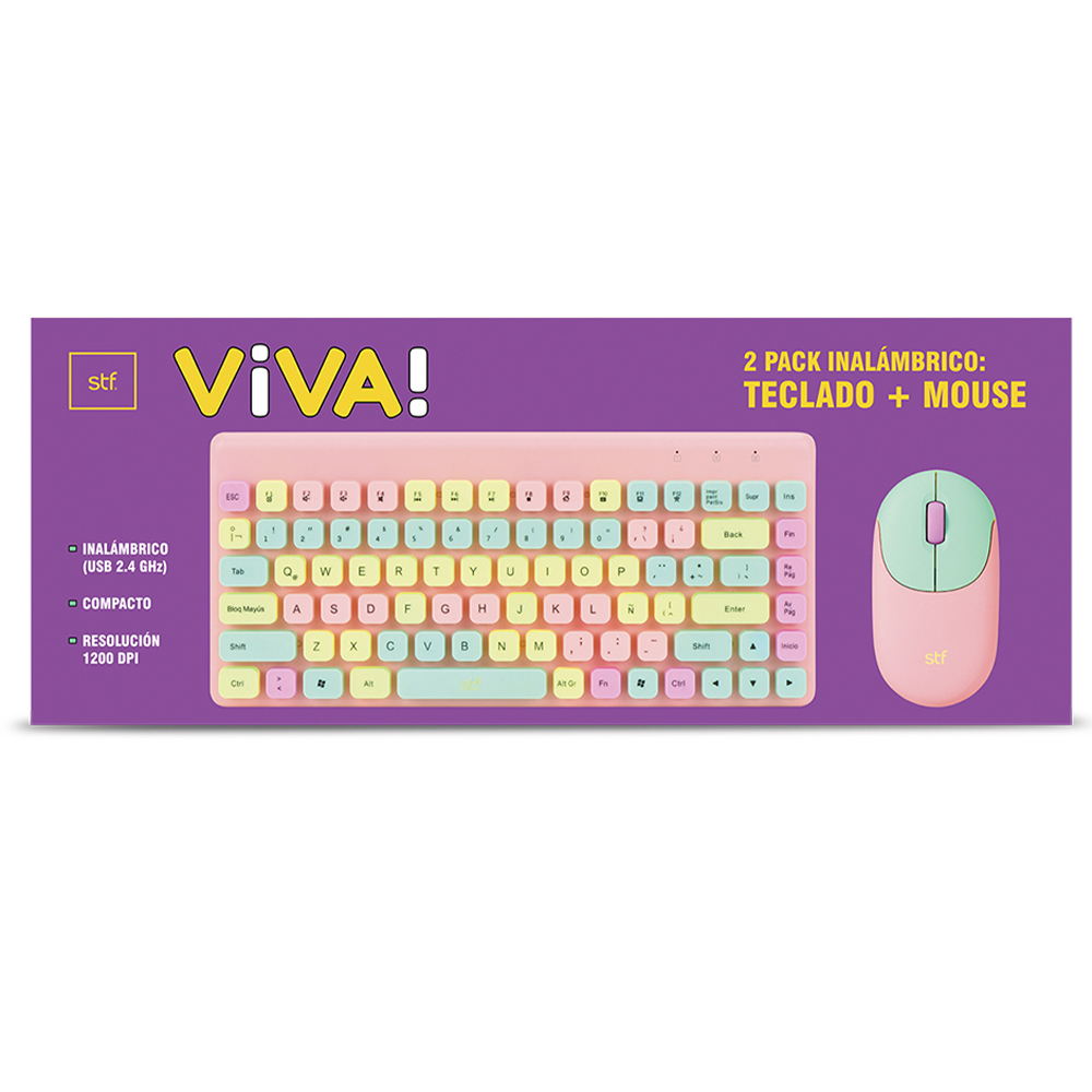 Combo Teclado y Mouse Inalámbrico Viva Stf Color Rosa