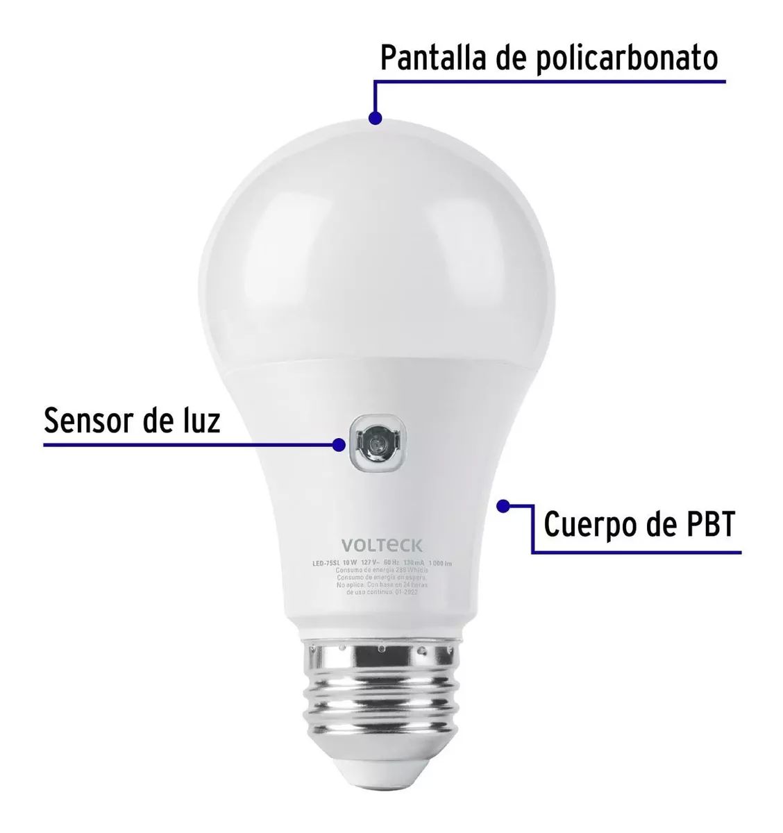 Foco Led A19 10 W Con Sensor De Luz Encendido Automático