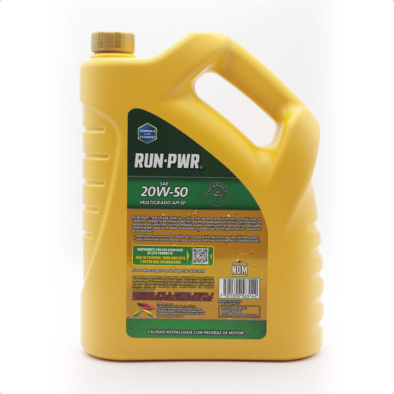 Aceite Motor Mineral 20W50 RUN-PWR 5 L Roshfrans 