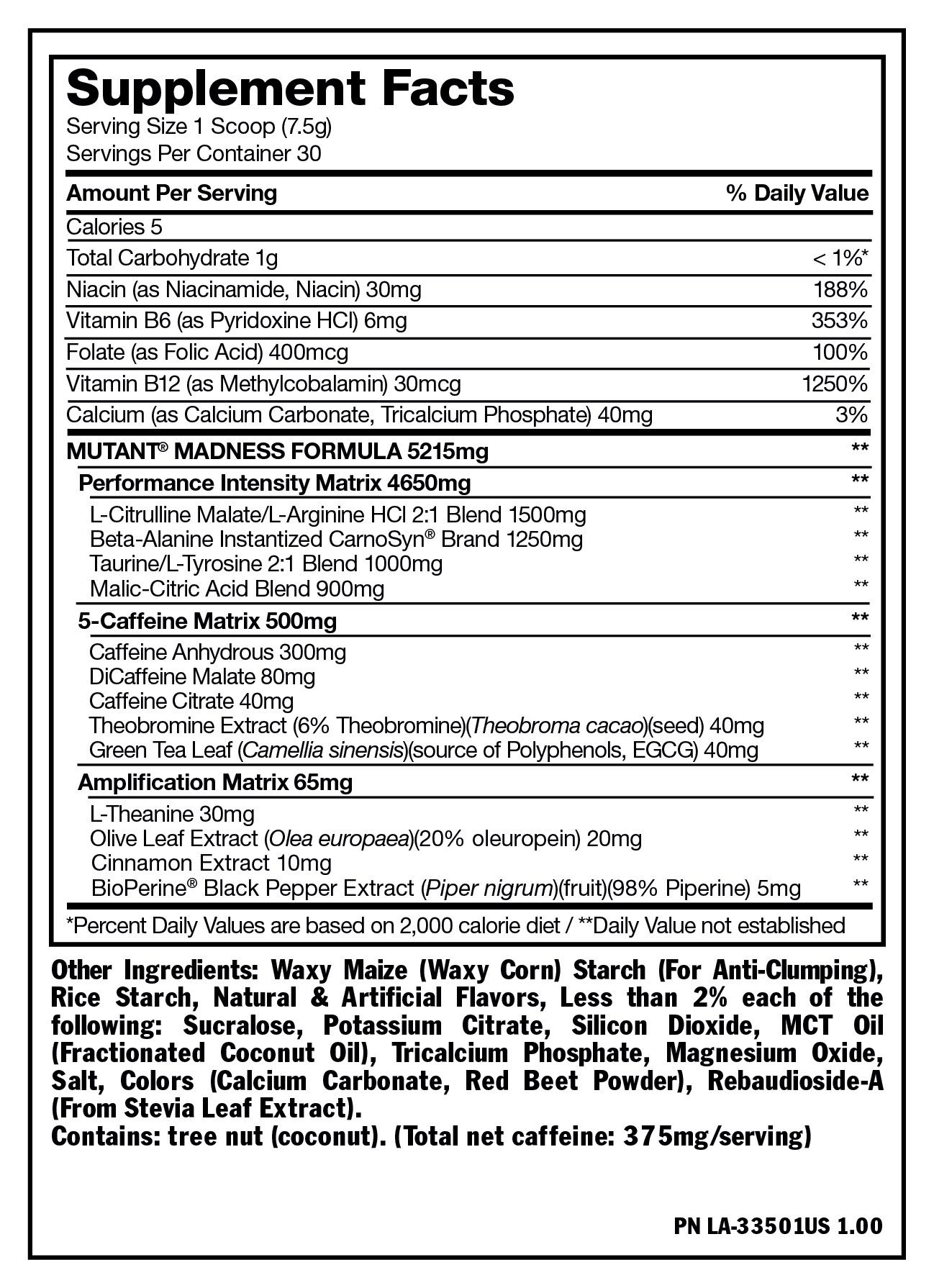 Madness Mutant pre-workout  (30 Serv) sabor ponche de frutas 