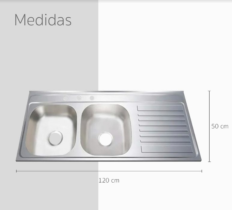 Fregadero Tarja Sobreponer Doble Tina Escurridor Derecho.