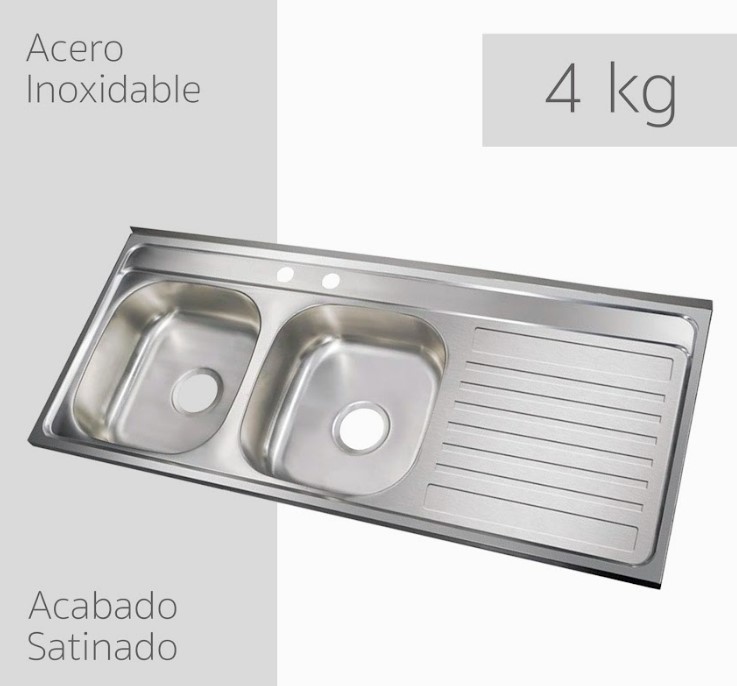 Fregadero Tarja Sobreponer Doble Tina Escurridor Derecho.