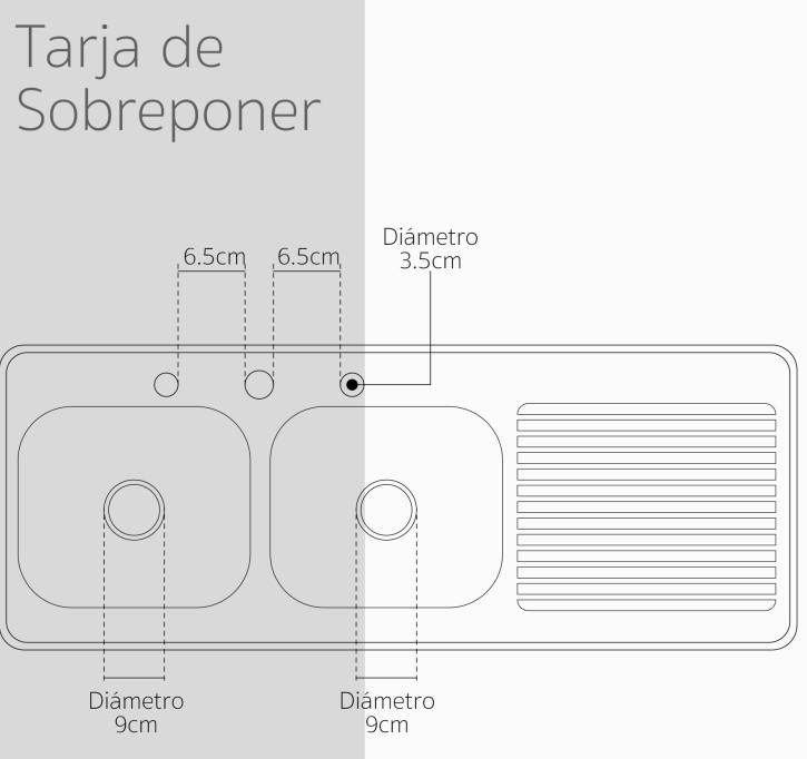Fregadero Tarja Sobreponer Doble Tina Escurridor Derecho.