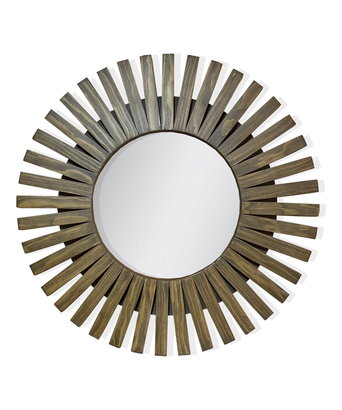 Espejo Redondo Con Marco De Madera en forma de Sol 60cm,