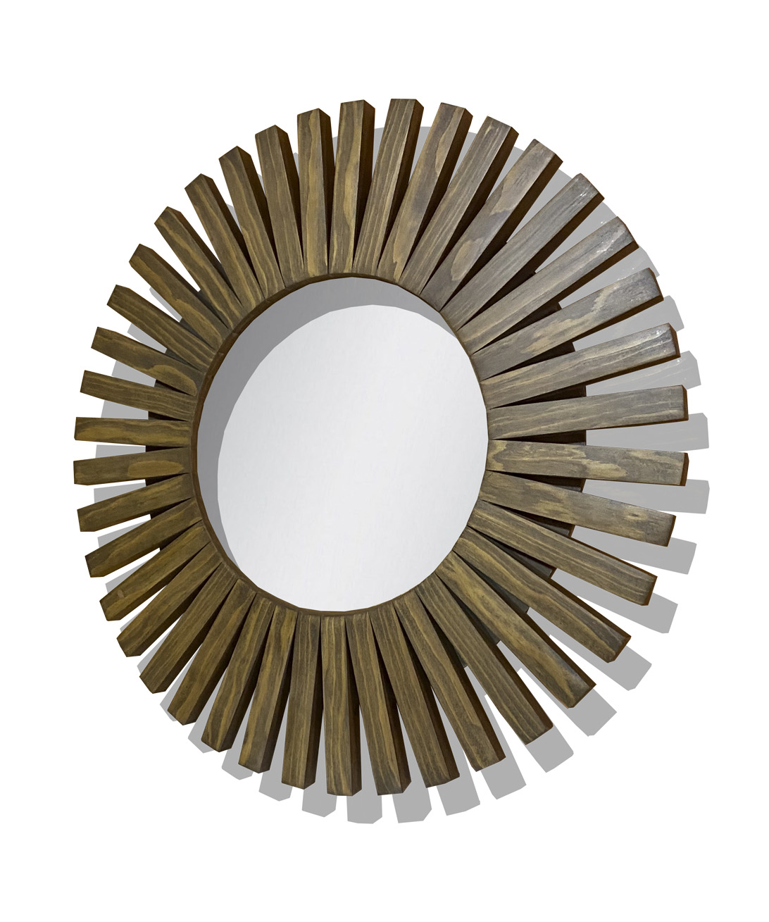 Espejo Redondo Con Marco De Madera en forma de Sol 60cm,