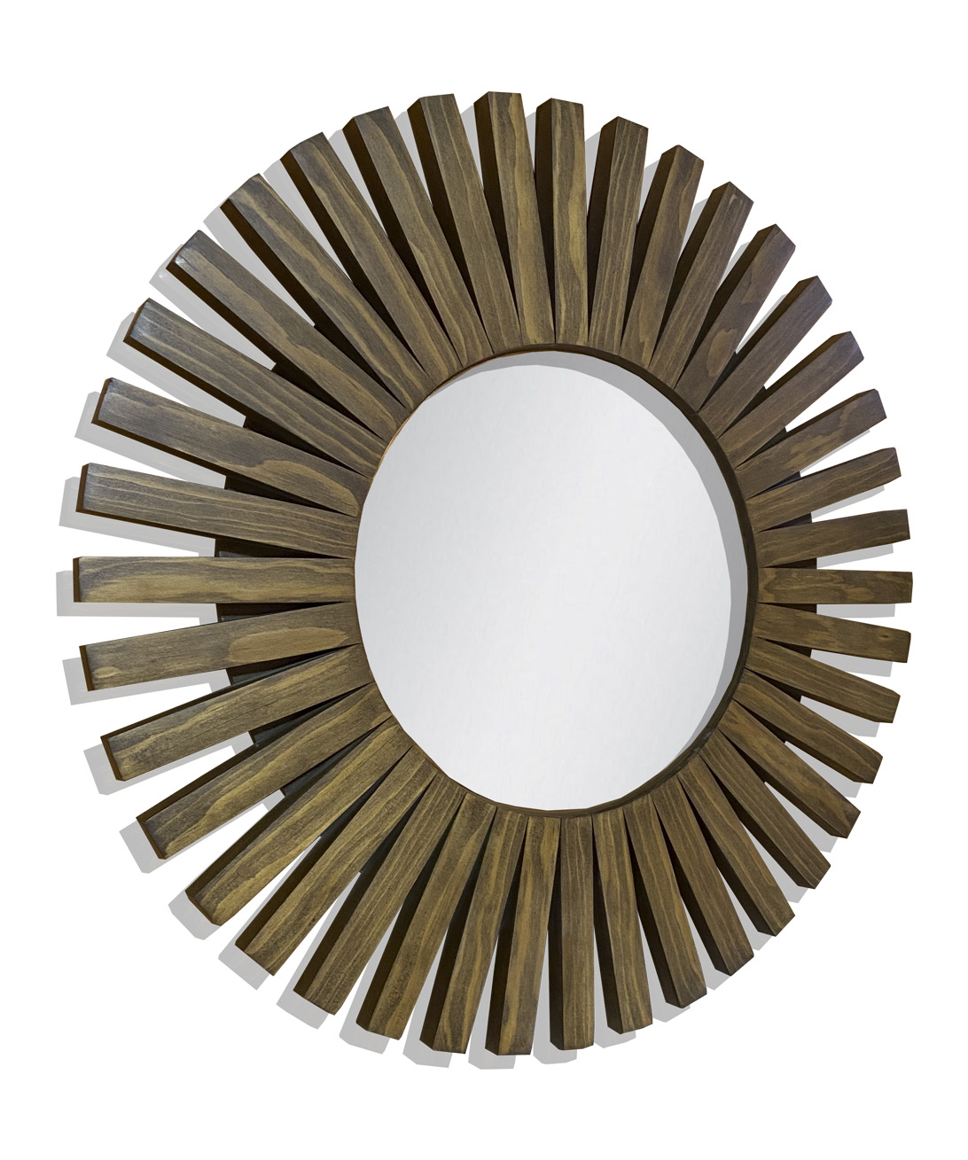 Espejo Redondo Con Marco De Madera en forma de Sol 60cm,