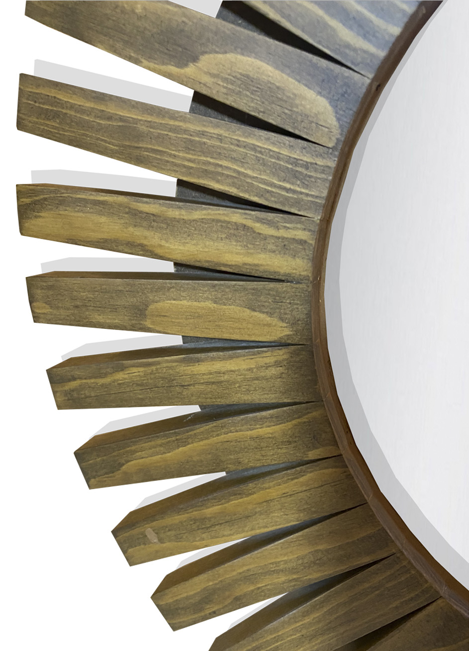 Espejo Redondo Con Marco De Madera en forma de Sol 60cm,