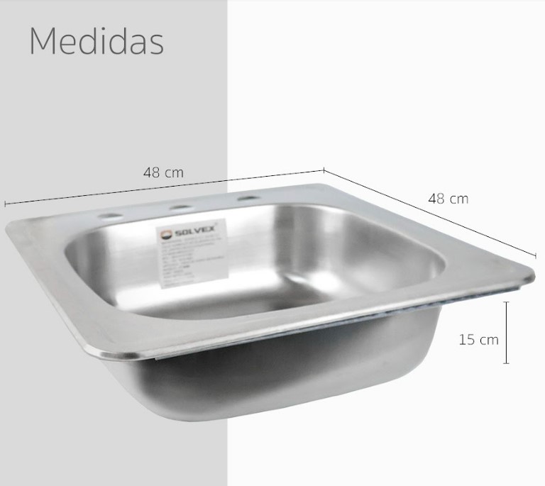 Tarja Acero Inoxidable 1 Tina Cocina 48x48cm Acabado Satín