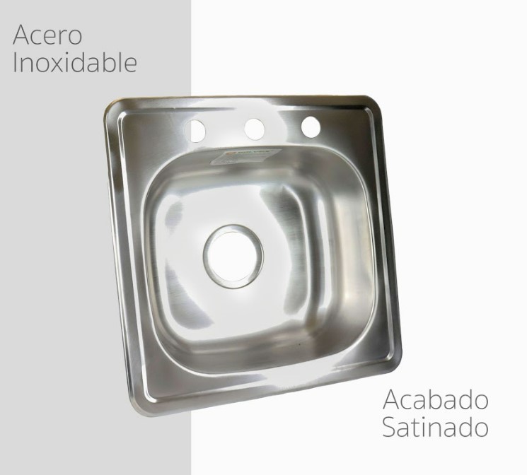 Tarja Acero Inoxidable 1 Tina Cocina 48x48cm Acabado Satín