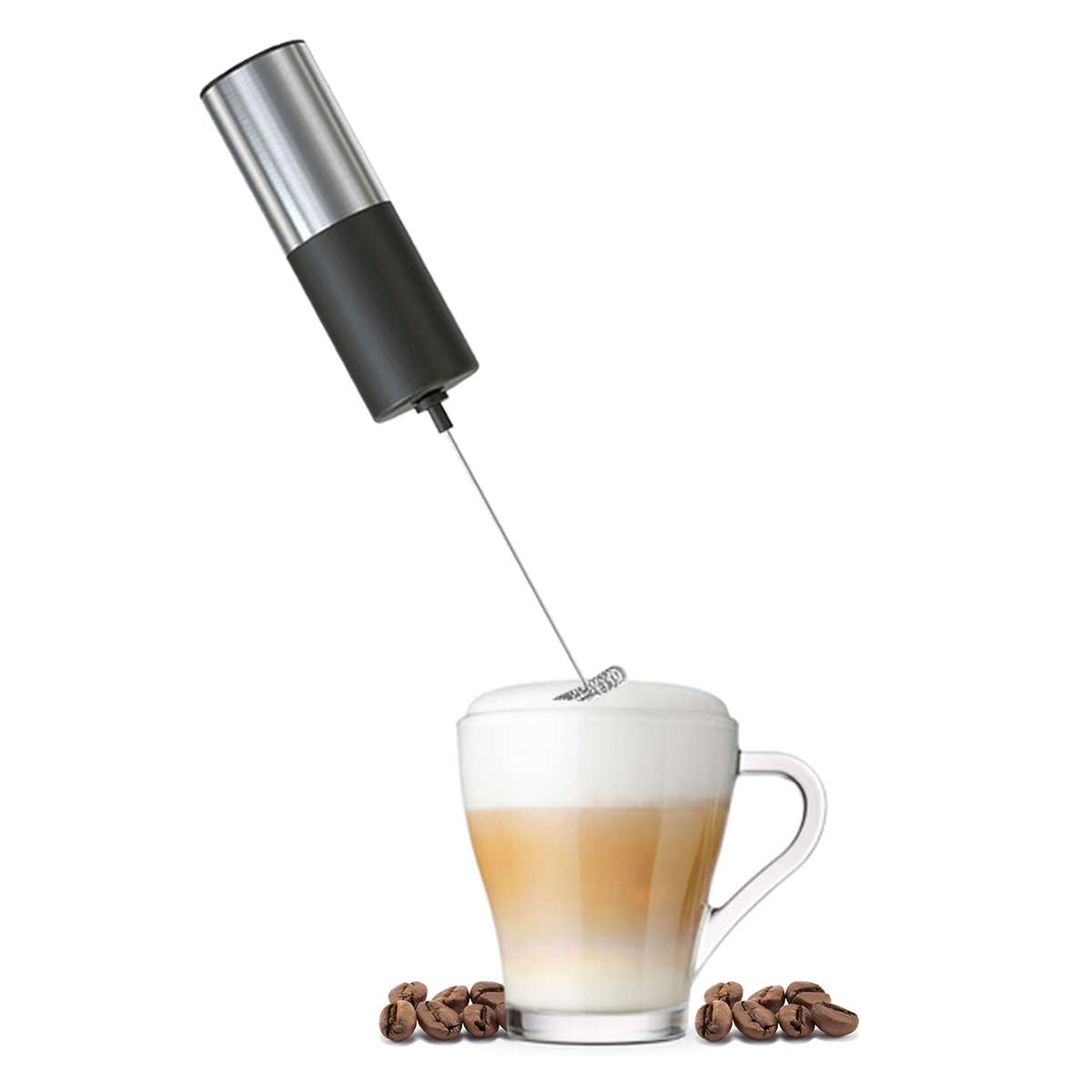 Espumador de leche electrico, milk frother portátil de acero inoxidable, batidora de leche cafe, capuchino, latte, mini batidor, agitador de licuados, cocteles, fácil de usar y lavar.