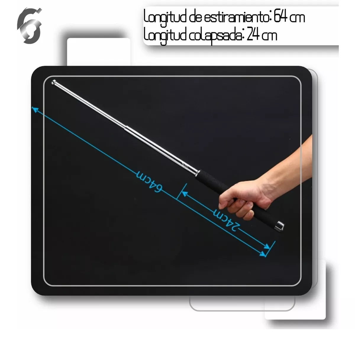 Bastón Retráctil Seguridad Personal Salvaje Valle De 64 Cm