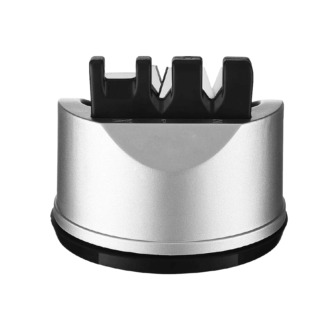 Afilador de cuchillos y tijeras de chef de cocina, herramientas de cocina de 3 etapas para afilar y restaurar cuchillo recto o dentado con base antiderrapante.