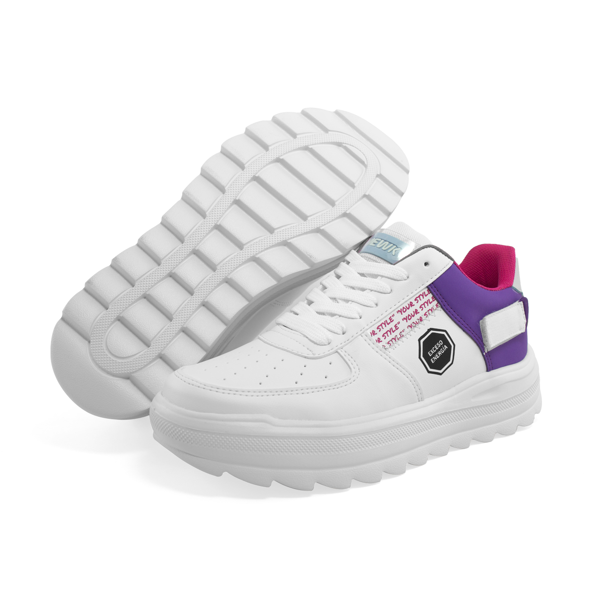 Tenis Newk Mujer Línea Nk Keni Color Blanco Morado Fiusha