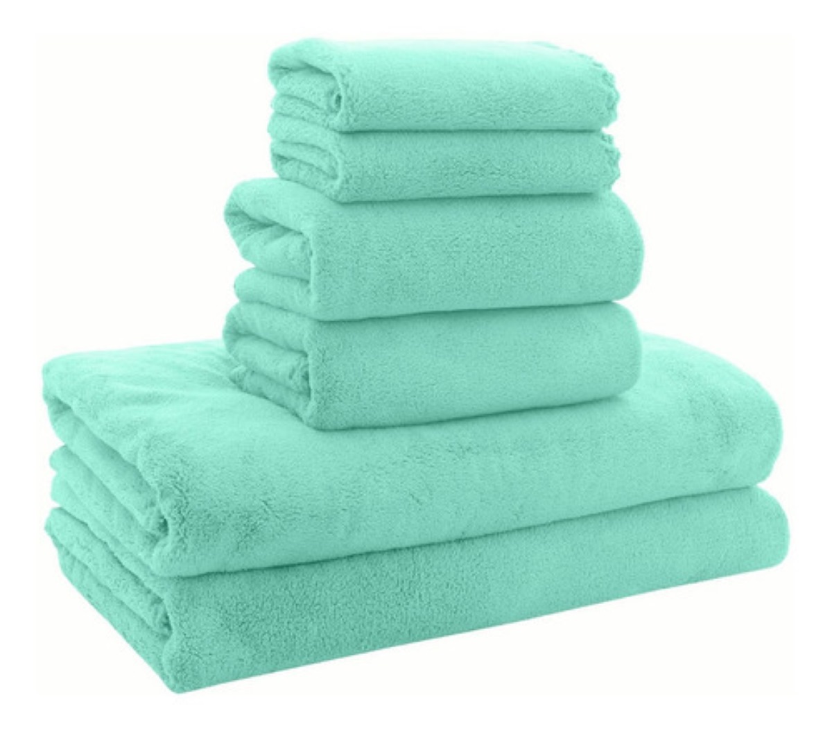 Juego De Toallas Baño Lana Suave  6 Piezas Verde