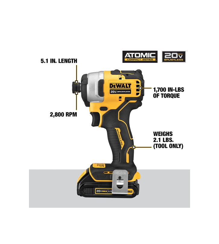 Kit DCF809C2 Kit Destornillador De Impacto Dewalt 1/4 Reacondicionado Grado A