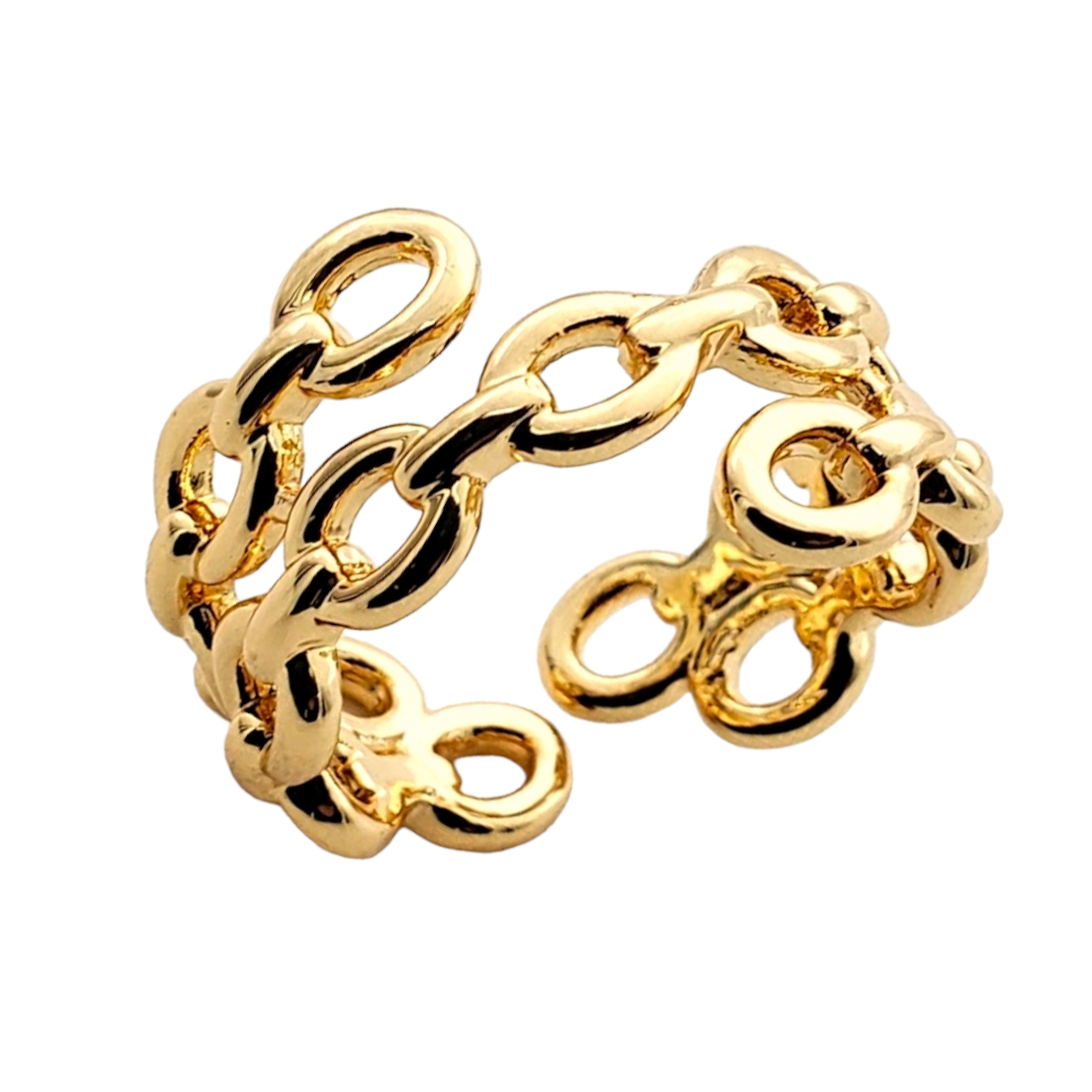 Anillo chapa de oro 18K tipo cadena