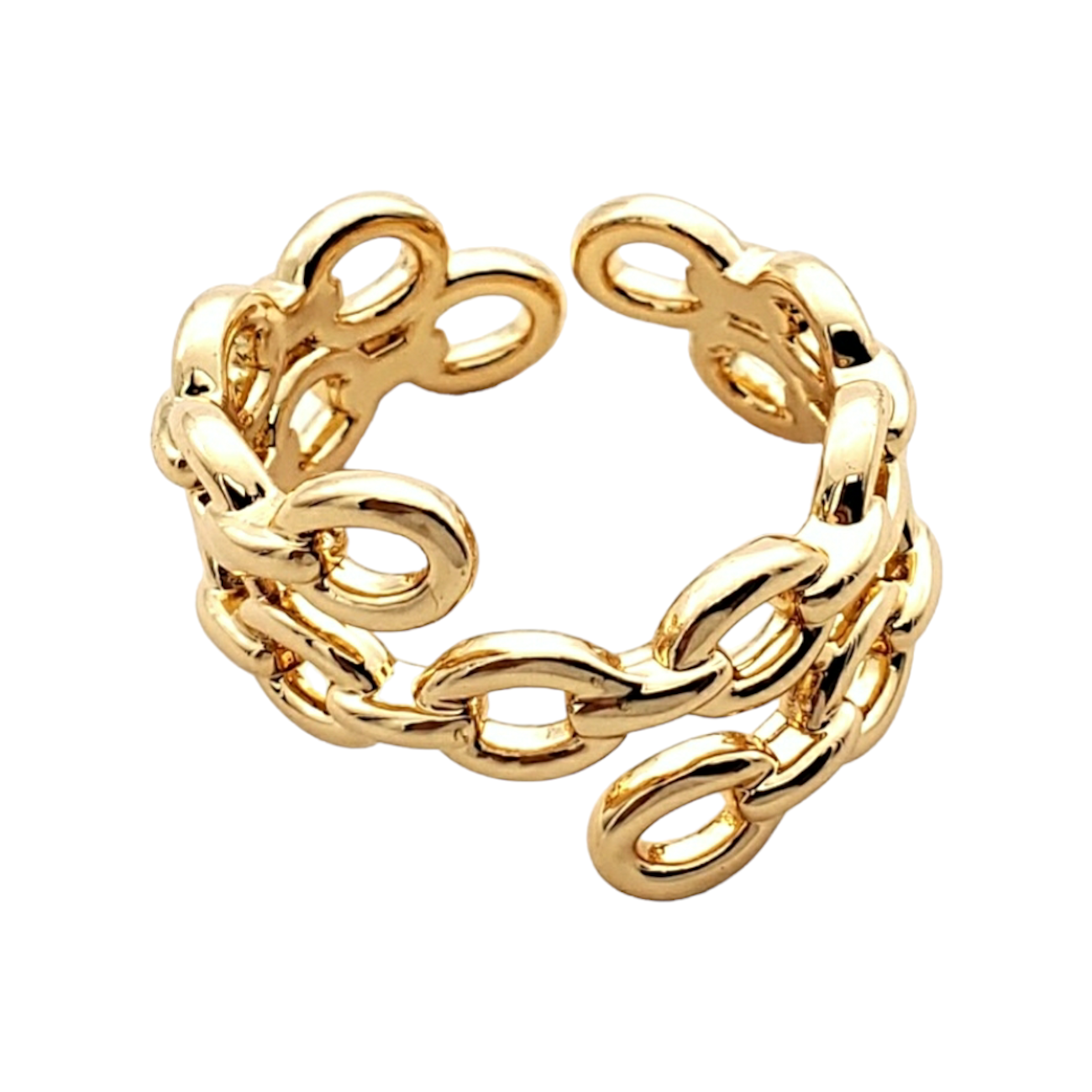 Anillo chapa de oro 18K tipo cadena