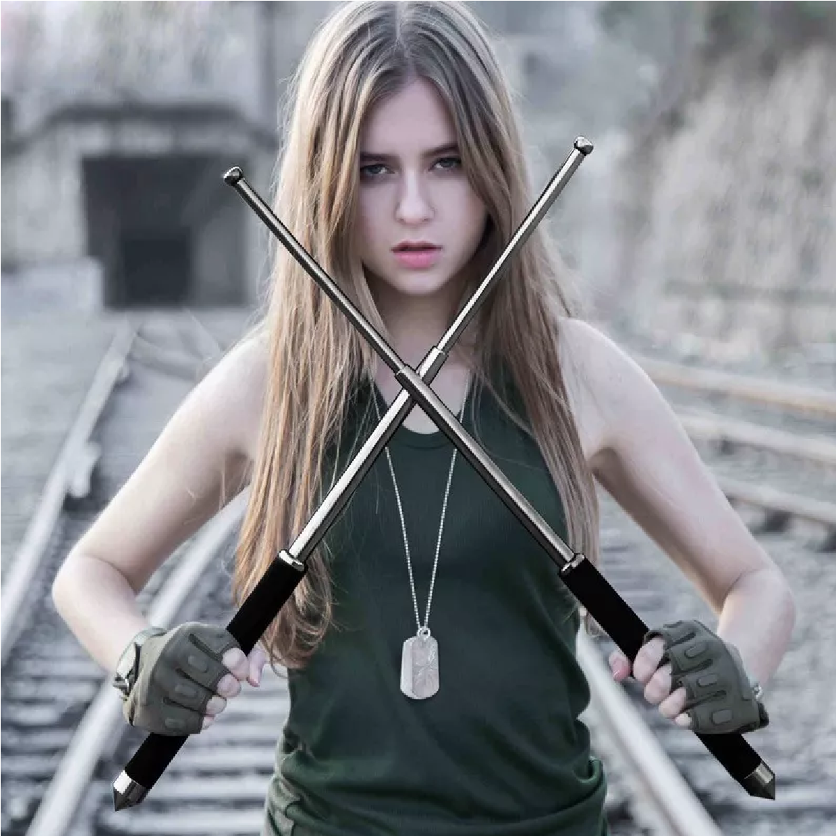 Bastón Telescópico De Acero Aleado De Autodefensa 66 Cm