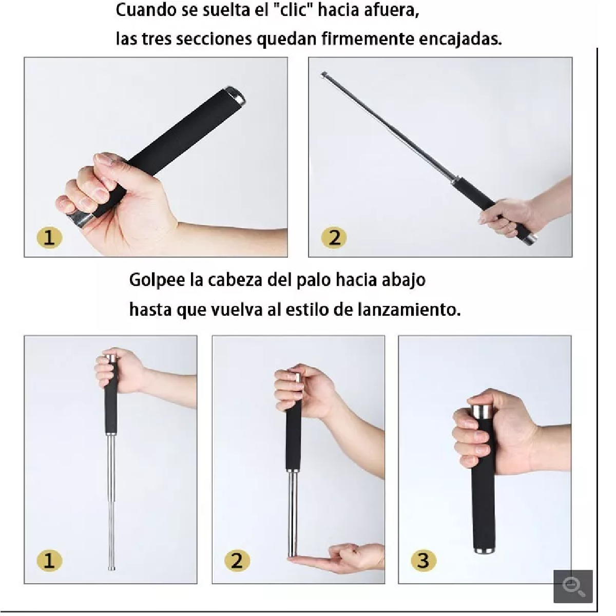 Bastón Telescópico De Acero Aleado De Autodefensa 66 Cm