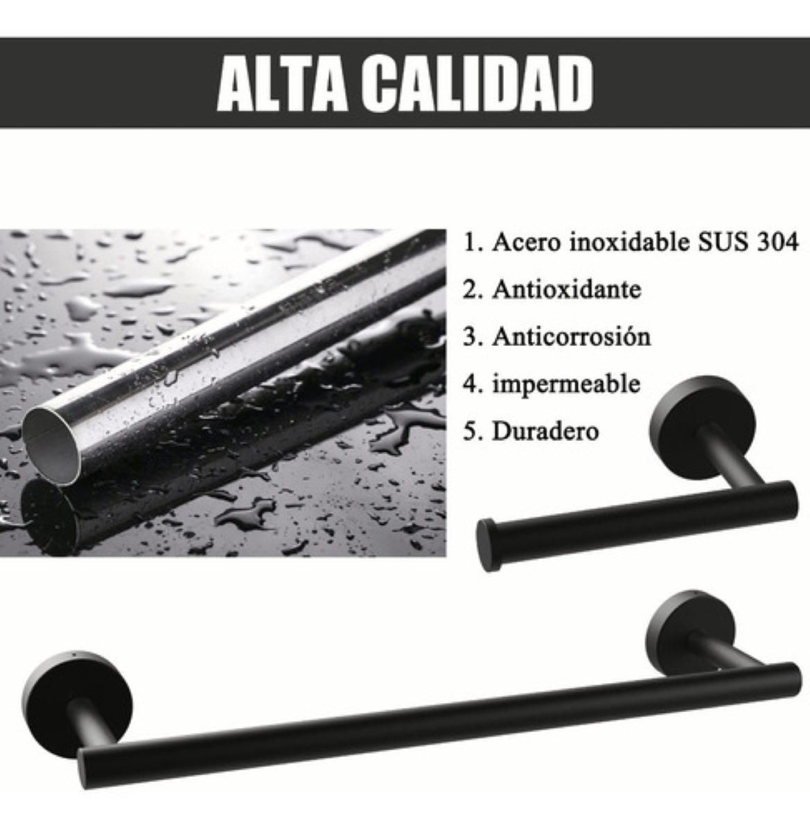 Juego De Accesorios Para Baño 12 Piezas Negro