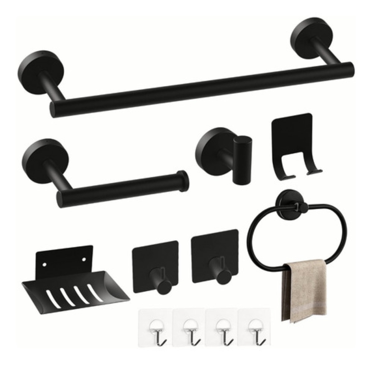 Juego De Accesorios Para Baño 12 Piezas Negro