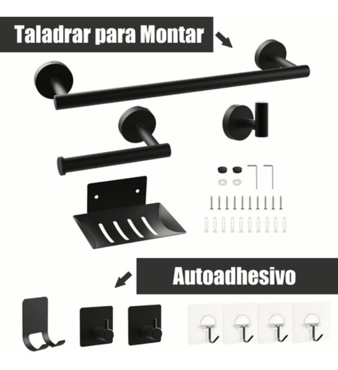 Juego De Accesorios Para Baño 12 Piezas Negro