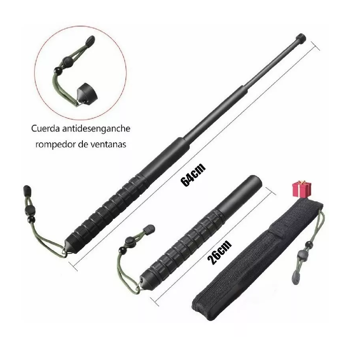 Bastón Retráctil Táctico Multifunciona Para Defensa Persona