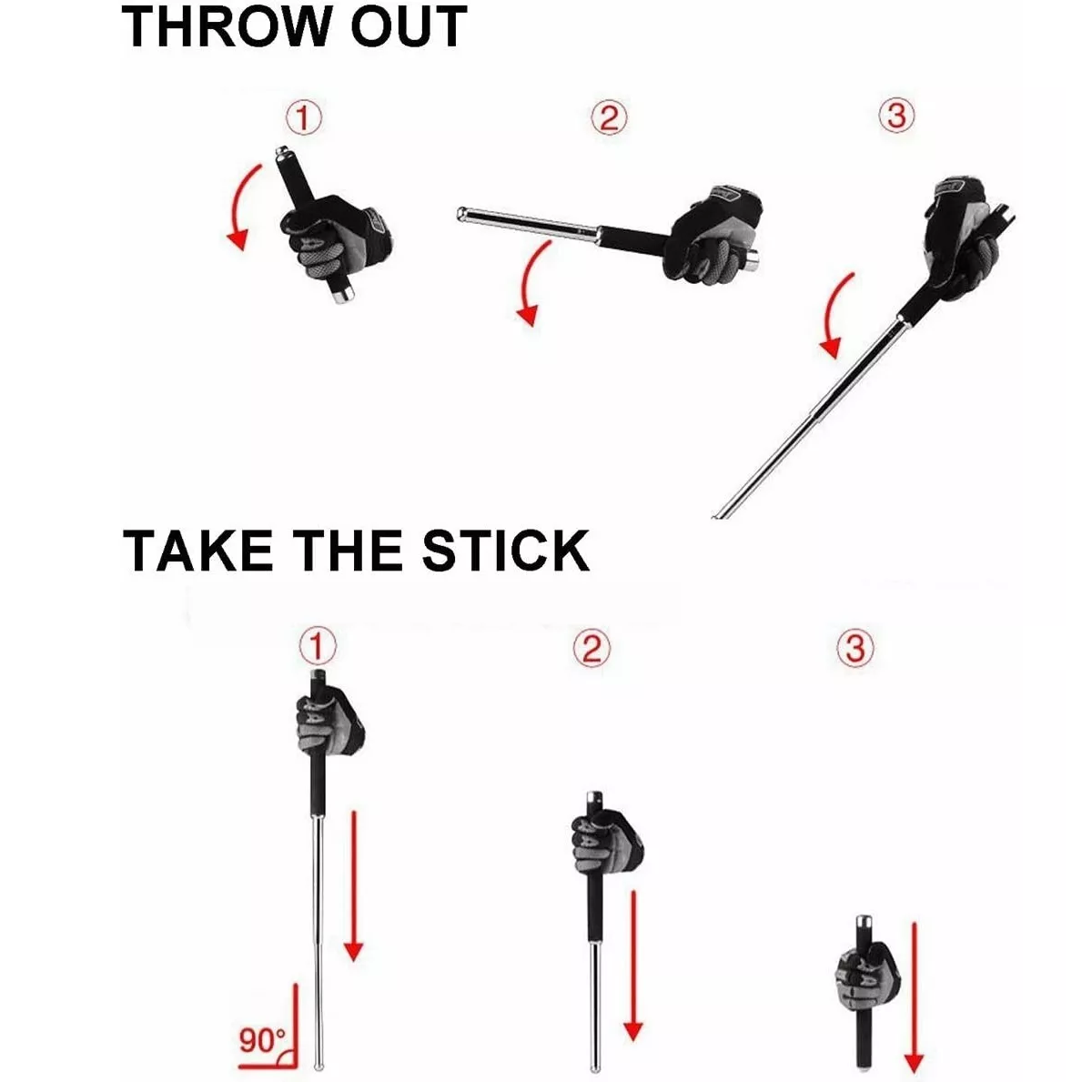 Bastón Retráctil Táctico Multifunciona Para Defensa Persona