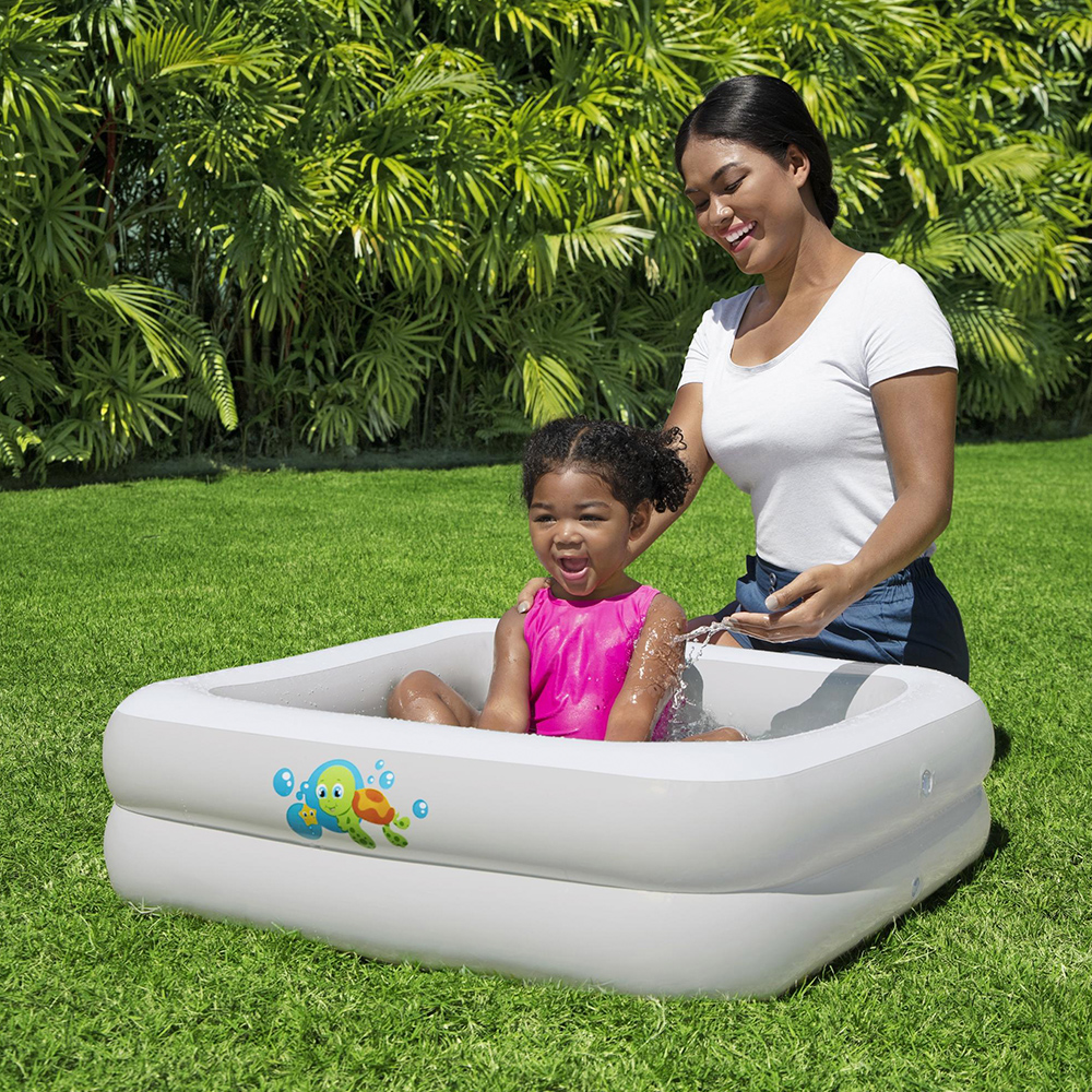 Alberca Piscina Inflable Bañera Cuadrada para Bebé 2 Anillos 86 x 86 cm.
